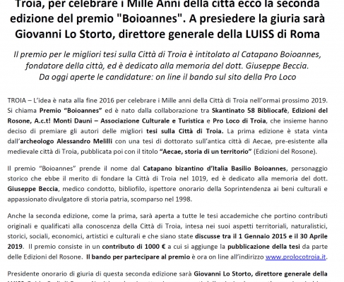Premio Boioannes seconda edizione 2018