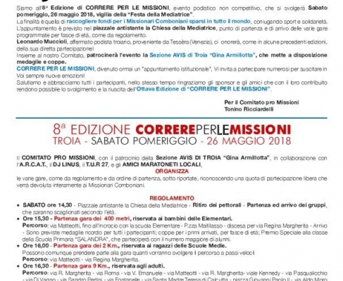 Correre per le missioni 2018
