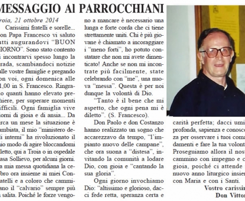 L'ultimo saluto di don Vittorio sul nostro giornale