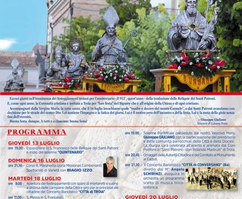 Troia - Eventi seconda decade luglio 2017